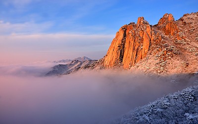 도봉산 대 운해와 눈꽃바위