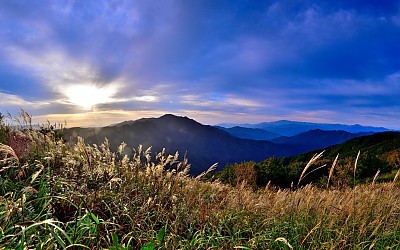 멀리 지리산을 보며