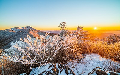지리산 상고대와 일출