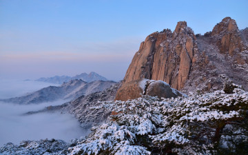 도봉산 선입봉의 설국의 아침