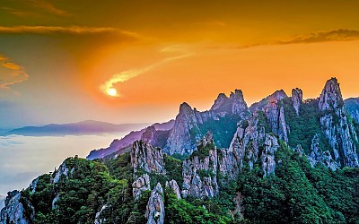 공룡능선 일몰