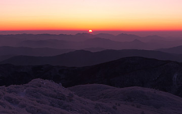겨울덕유중봉능선과일출